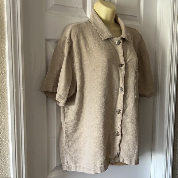 Chico’s Design 3 Beige Linen Blend Blouse Woman's Size 16 - Picture 2 of 8